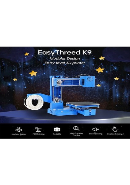 K9 Çocuklar Için Mini Masaüstü 3D Yazıcı Siyah