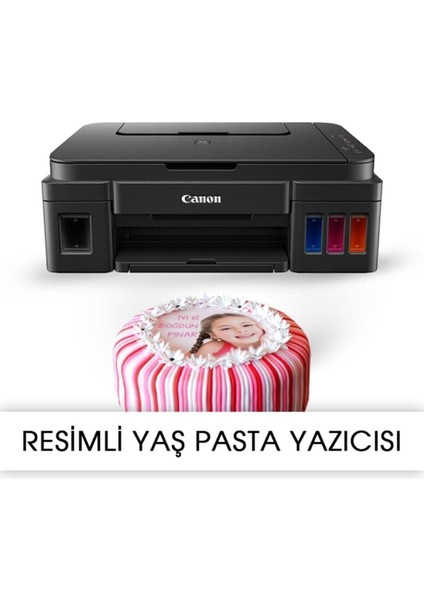 Resimli Pasta Yazıcısı - Pıxma G3411 Gıda Mürekkepli Bitmeyen Kartuş Sistemi
