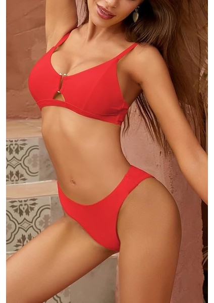 Shekını Kadın Kesikli Dolgulu Bikini Üstü Düşük Bel Alt Iki Parça Mayo indirimleri