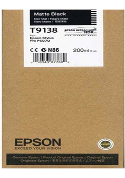 T9138 C13T913800 Mat Siyah Kartuş Yeni Tarih