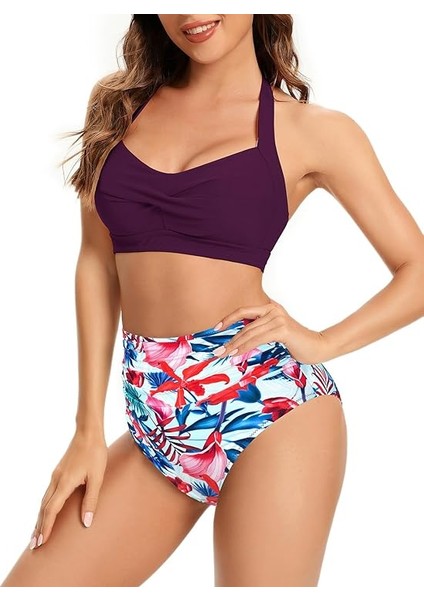 Shekını Kadın Bikini Setleri Iki Parçalı Mayo Mayo Halter Sırtı Açık Bikini Üstü