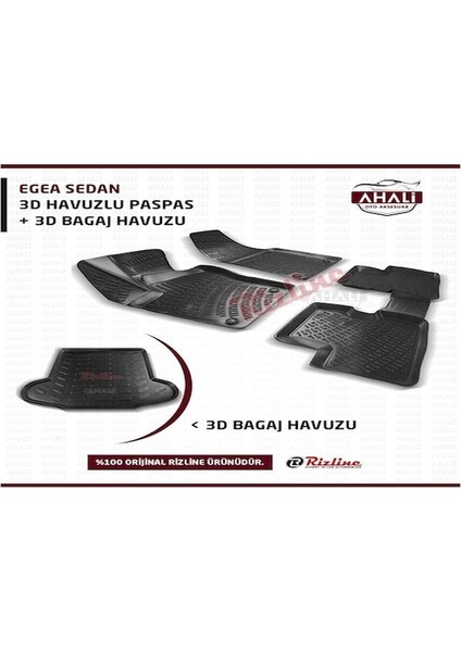 Fiat Egea Sedan Rizline 3D Paspas ve Bagaj Havuzu Set