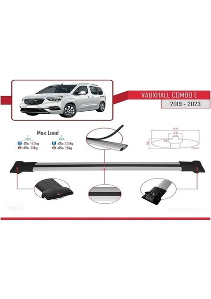 Vauxhall Combo E 2019-2023 Arası Ile Uyumlu Fly Model Ara Atkı Tavan Barı Gri fırsatları