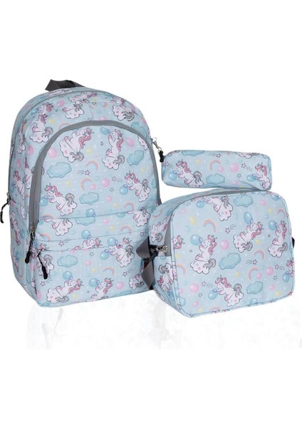 3'lü Okul Çanta Seti Unicorn Beslenme Kalemlik Okul Çanta Seti