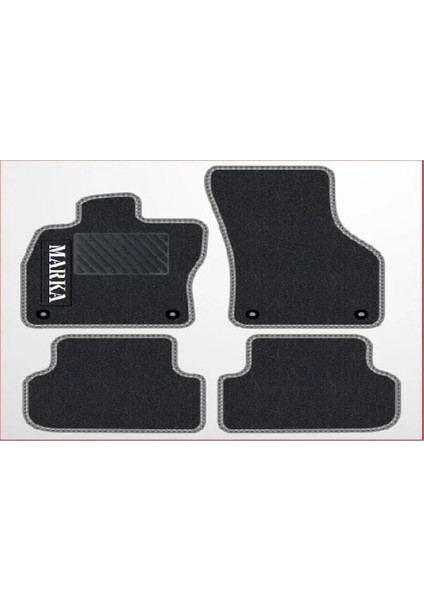 Audi A3 2003-2011 Siyah Halı Gri Kenar Petek Topuk