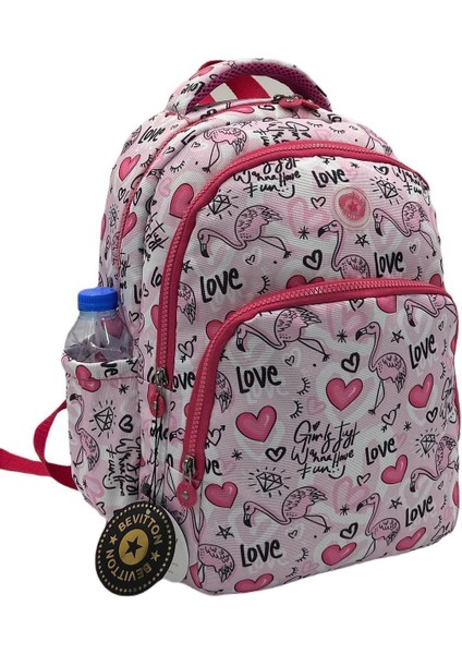 Flamingo Desen Su Geçirmez Kumaş Folyo Beslenmeli Ortopedik Kız Sırt ve Ilkokul Çantası fiyatları