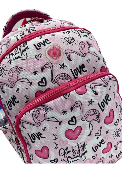 Flamingo Desen Su Geçirmez Kumaş Folyo Beslenmeli Ortopedik Kız Sırt ve Ilkokul Çantası indirimleri