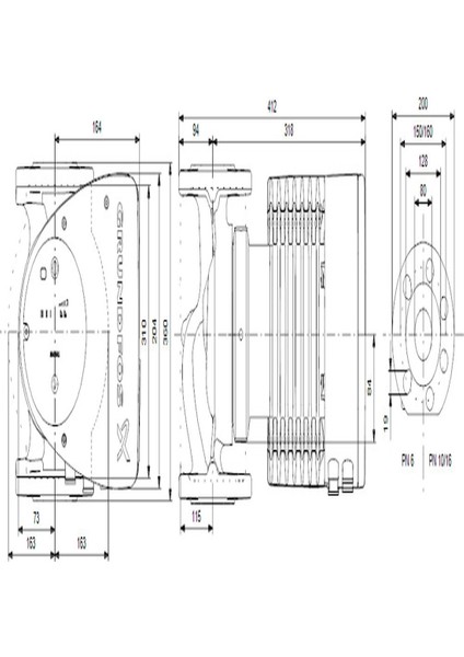Magna1 80-100 F(360 Mm) 600.000+ Kazan Için Frekans Konvertörlü Sirkülasyon Pompası 10MSS 55M³/H modelleri