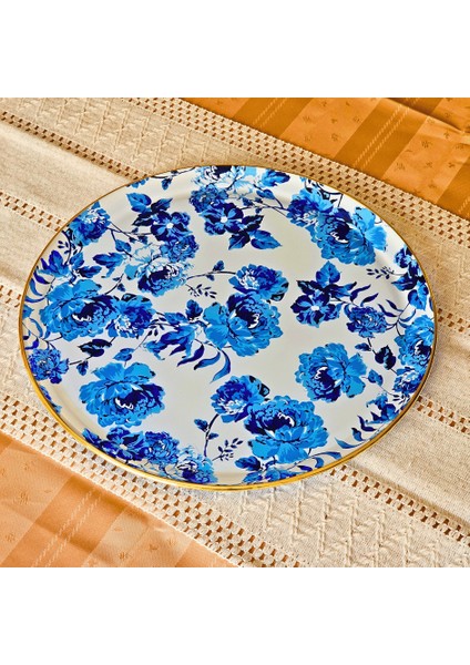 Glore Blue Rose Altın Yaldızlı Cam Tepsi fiyatları