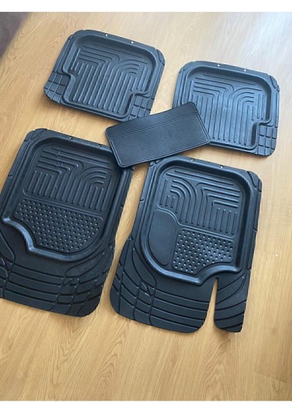 3D Havuzlu Paspas Siyah 5 Parça Üniversal Tüm Araçlar Için Uyumlu