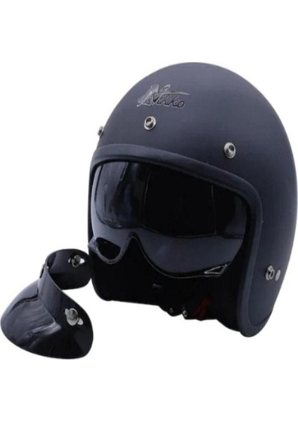 Motosiklet Chopper Cruiser Kaskı Yarım Açık Kask Abs Malzeme Ce Onaylı Güneş Vizörlü Motor Kask