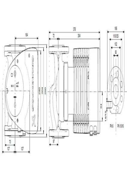 Magna1 50-180 F(280 Mm) 600.000+ Kazan Için Frekans Konvertörlü Sirkülasyon Pompası 16MSS 38M³/H modelleri