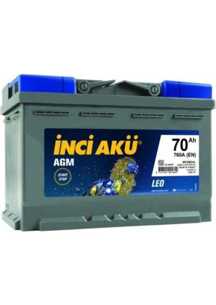 Agm Leo 12 V 70 Ah 760CCA Start-Stop Akü