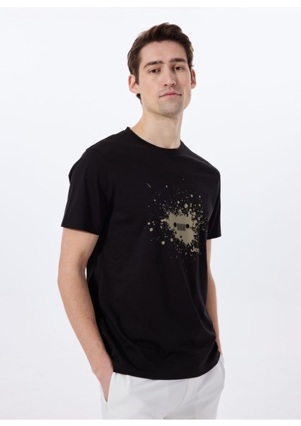 Siyah Erkek Relaxed Baskılı T-Shirt J5SM-TST7241