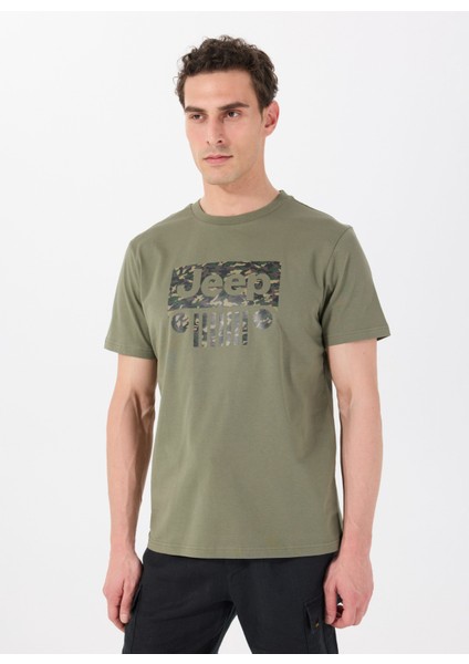 Haki Erkek Relaxed Baskılı T-Shirt J5SM-TST7309