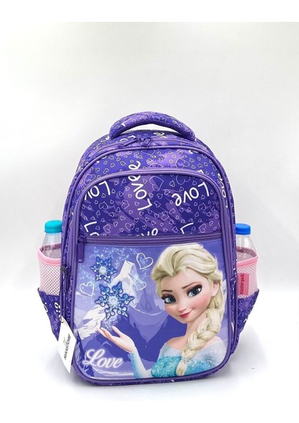 Love Desenli Mor Renk Sırt Ortopedili Beslenmelikli Ilk Okul Sırt Çantası modelleri