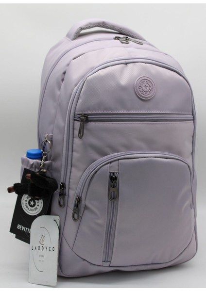 Çok Bölmeli Suya Dayanıklı Kumaş LDC-1710 Modern Okul Çantası Açık Lavanta