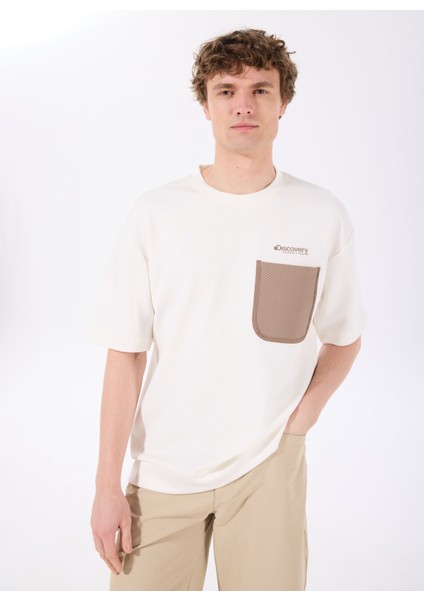 D5SM-TST3782 Kırık Beyaz Bisiklet Yaka Loose Fit Baskılı Erkek T-Shirt