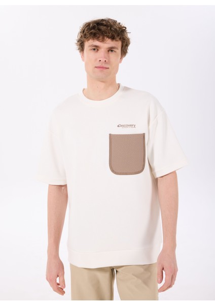 D5SM-TST3782 Kırık Beyaz Bisiklet Yaka Loose Fit Baskılı Erkek T-Shirt modelleri