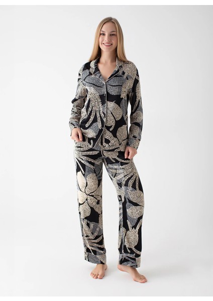 V Yaka Siyah Pijama Üst 401WON-1110-0143