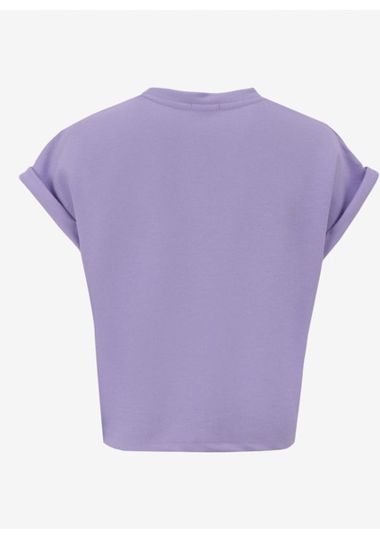 D5SL-TST3599 Lila Bisiklet Yaka Rahat Kalıp Düz Kadın T-Shirt fiyatları