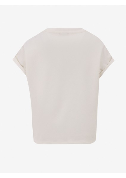 D5SL-TST3599 Beyaz Bisiklet Yaka Rahat Kalıp Düz Kadın T-Shirt fiyatları