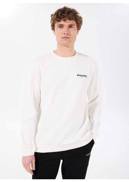 D5SM-SWT3885 Beyaz Bisiklet Yaka Relaxed Baskılı Erkek Sweatshirt