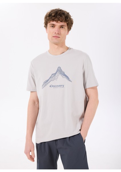 D5SM-TST3775 Gri Bisiklet Yaka Relaxed Baskılı Erkek T-Shirt modelleri
