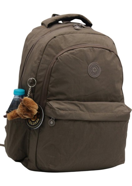 Çok Bölmeli Günlük Okul Sırt Çantası Su Geçirmez Kumaş Unisex Okul Çantası 2200 Vizon