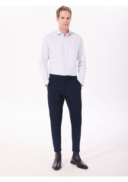 Slim Fit Gömlek Yaka Açık Mavi Erkek Gömlek HM3010096 fiyatları