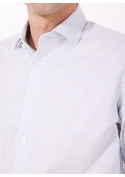 Slim Fit Gömlek Yaka Açık Mavi Erkek Gömlek HM3010096 fırsatları