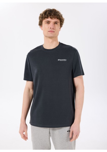 D5SM-TST3783 Siyah Bisiklet Yaka Relaxed Düz Erkek T-Shirt modelleri