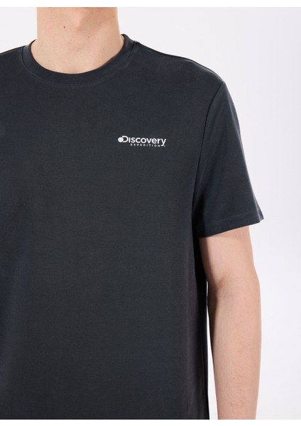 D5SM-TST3783 Siyah Bisiklet Yaka Relaxed Düz Erkek T-Shirt fırsatları