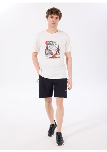 D5SM-TST3838 Kırık Beyaz Bisiklet Yaka Relaxed Baskılı Erkek T-Shirt modelleri