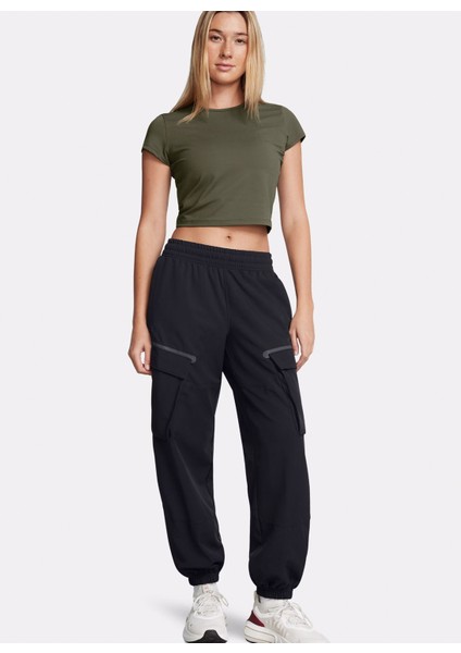 1386481-001 Ua Unstoppable Cargo Pa Lastikli Bel Loose Fit Siyah Kadın Eşofman Altı modelleri