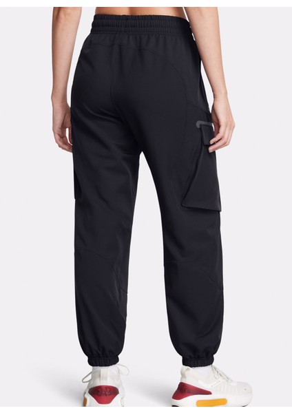 1386481-001 Ua Unstoppable Cargo Pa Lastikli Bel Loose Fit Siyah Kadın Eşofman Altı