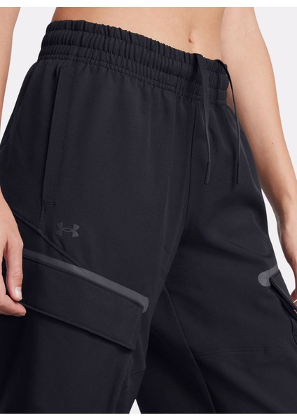 1386481-001 Ua Unstoppable Cargo Pa Lastikli Bel Loose Fit Siyah Kadın Eşofman Altı