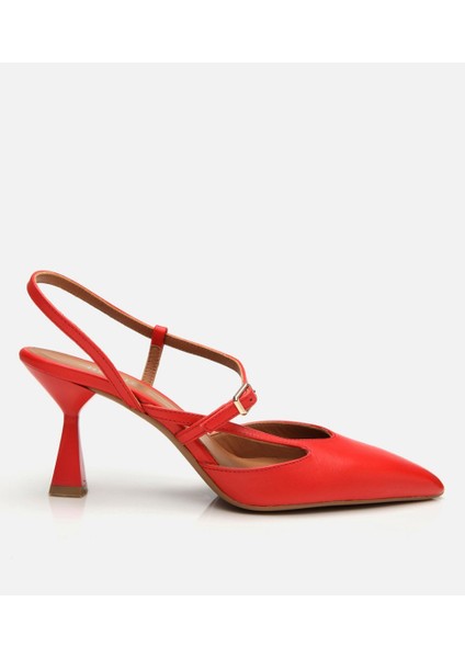 01AYH304240A740 KADIN Deri Kırmızı Ince Topuklu Stiletto