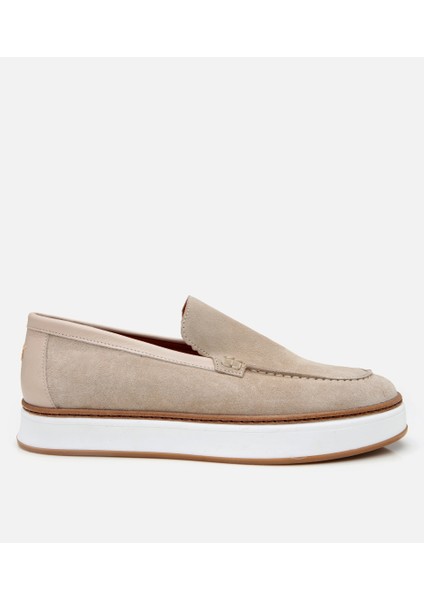 02AYH303000A310 ERKEK Süet Deri Bej Loafer