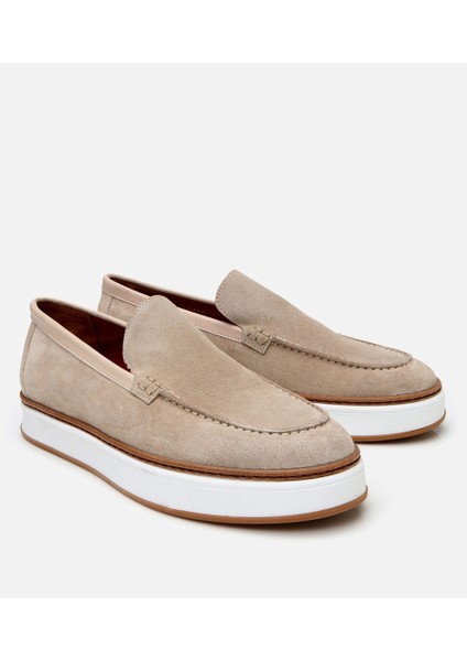 02AYH303000A310 ERKEK Süet Deri Bej Loafer