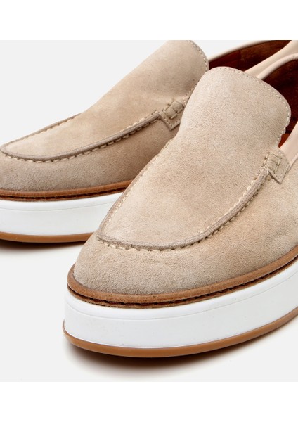 02AYH303000A310 ERKEK Süet Deri Bej Loafer