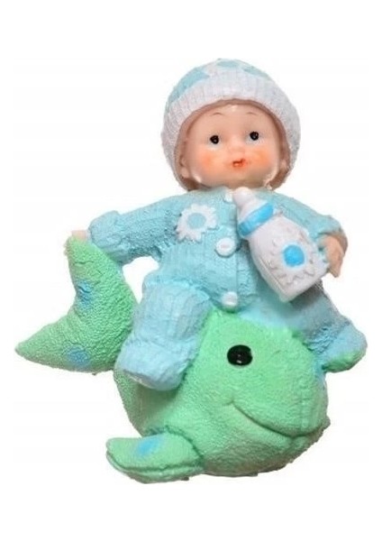 Decotown Hediyelik Sevimli Mavi Bebek Biblo Polyester Süs Eşyası