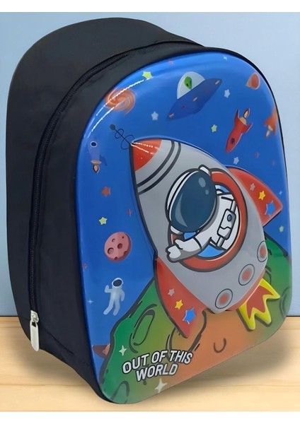 Kız ve Erkek Çocuk Anaokulu 5d Kabartmalı Roket Galaksi Baskılı 3-6 Yaş Okul Sırt Çantası