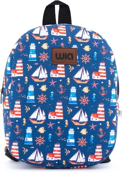 Wia Eğlenceli Baskı Tek Bölmeli Kreş Çanta Lacivert