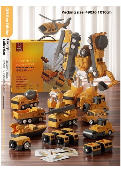Yeni Çocuk Manyetik Montaj Dönüştürme Robot Mühendislik Araba Serisi Patchwork Puzzle Oyuncaklar (Yurt Dışından)