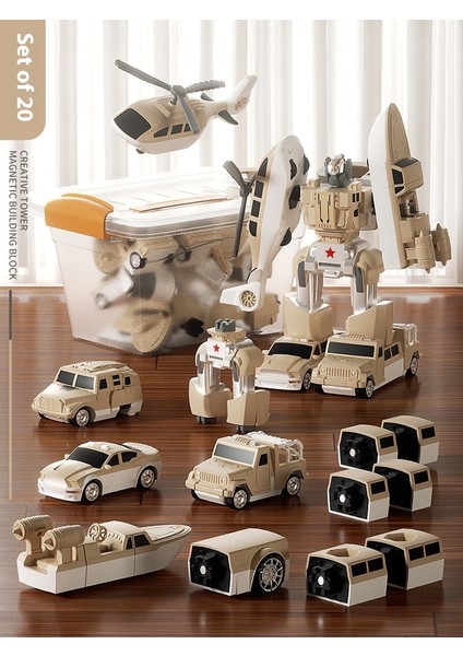 Yeni Çocuk Manyetik Montaj Dönüştürme Robot Mühendislik Araba Serisi Patchwork Puzzle Oyuncaklar (Yurt Dışından)