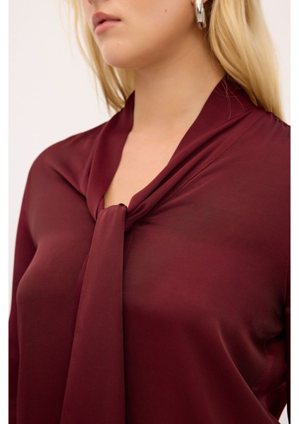 Bağlama Detaylı Bluz Bordo 115L9174000