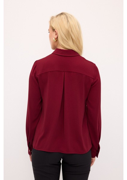 Fermuar Detaylı Bluz Bordo 115L9282000