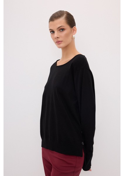 Basic Oversize Triko Kazak Siyah 13944047000 fırsatları