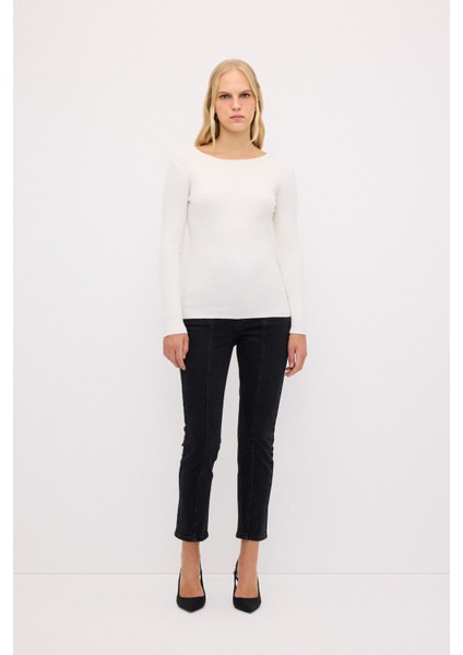 Fitilli Basic Triko Kazak Beyaz 13943867000